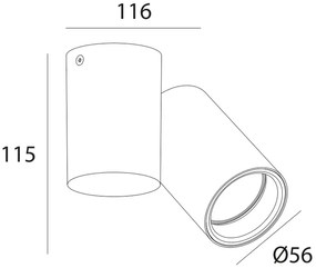 Lámpa Mennyezeti lámpatest LUPO, aluminium, 11.6x5.6x11.5, IP20, 1*GU10, max. 50W, kör, fekete