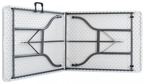 fehér HDPE összecsukható kerti asztal 180 x 72 x 72 cm