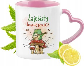 Party bögre Rózsaszín, szív alakú füllel Kávé ajándék