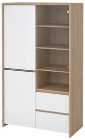 Fehér-natúr színű tálalószekrény tölgyfa dekorral 100x170x48 cm Next – Tvilum