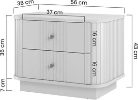 Vesper éjjeliszekrény készlet 2 db-os 56 cm - kasmír / dió / arany fogantyúk