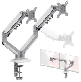 Monitor asztali állvány két monitorhoz, 15" - 32", állítható fehér