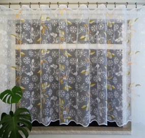 Mg Függöny 125/916 Fehér Virágok zöld 225cm Minőség 0,5m