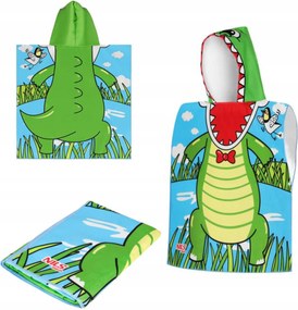 Crocodile kapucnis törölköző mikroszálas poncsó strandra gyerekmedence