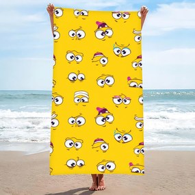 Strandtörölköző SMILE 100x180 cm sárga, 100% mikroszálas