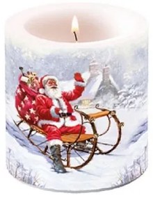 Karácsonyi átvilágítós gyertya Santa On Sledge 8x7,5cm