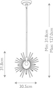 Gilded Nola Sun King GN-SUN-KING-P-G Függőlámpa 1x60 W/E27
