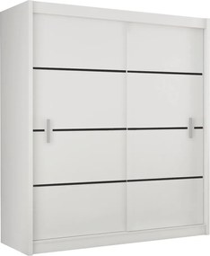 Szekrény tolóajtóval, fehér/fekete, MERINA 203