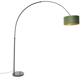 Ív lámpa fekete bársony búra zölddel és arannyal 50 cm - XXL