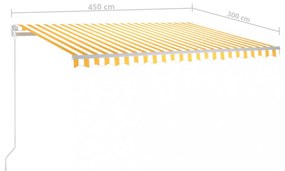 sárga és fehér kézzel kihúzható napellenző 450 x 300 cm
