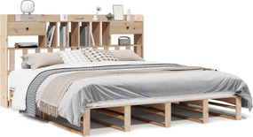 vidaXL tömör fenyőfa könyvespolcos ágy matrac nélkül 180 x 200 cm