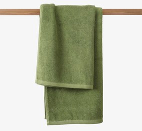Goldea bordűr nélküli frottír törölköző és fürdőlepedő soft – olivaszínű 50 x 100 cm