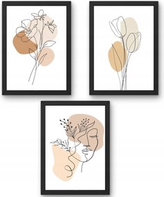 Három darabos Boho Line Art minimalizmus poszter szett