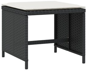 4 db fekete polyrattan kerti szék párnákkal 40 x 40 x 35 cm