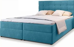 Kárpitozott boxspring ágy GLORIEN VELVET 140x200 cm kék Matrac: Bonell rugós matrac