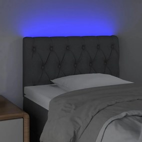 sötétszürke szövet LED-es fejtámla 80 x 7 x 78/88 cm