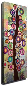 Vászon falikép, absztrakt fa, 30x80 cm, zöld-rózsaszín - EDEN