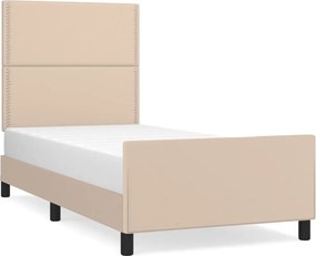 vidaXL cappuccino színű műbőr ágykeret fejtámlával 90x190 cm