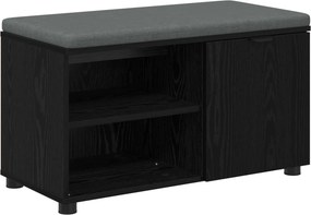 vidaXL Előtér pad Fekete Tölgy 80 x 38 x 46 cm Műanyag Fa és Szövet