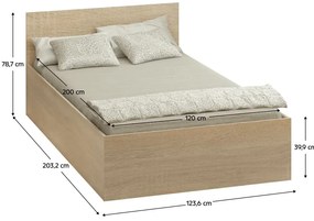 Egyszemélyes ágy 120 cm Discutibles (szonoma tölgy) (ágyráccsal)  (tárolóhellyel). 1116306