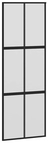 Fekete edzett üveg tolóajtó fémszerelék szettel 76x205 cm
