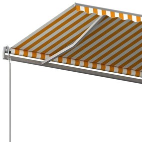 sárga-fehér automata napellenző póznákkal 6x3 m