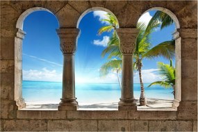 Fotótapéta Tengerpart Íj Tenger Trópusok Vinyl homok 254x184 +ragasztó