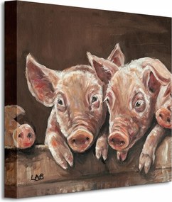 Rózsaszín malacok vászonkép 40x40 cm