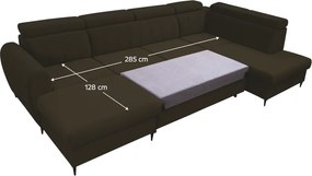 Kinyitható ülőgarnitúra, barna, balos, KORIO U