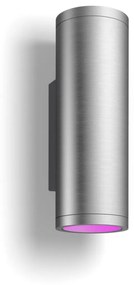 Philips Hue Appear kültéri inox fali lámpa, lefelé és felfelé világít, White and Color Ambiance, 2x8W, 1200lm, RGBW 2000-6500K, IP44, 1746347P7