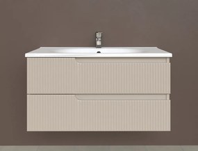 Piramida EURIDIKA fali fürdőszobabútor - műmárvány mosdóval -2 fiókos - PINO BÉZS - 100 x 48 x 53 cm