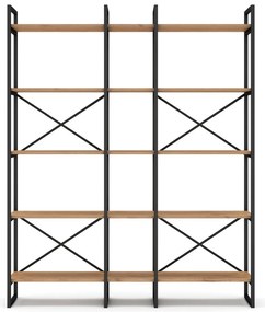 Fekete-natúr színű polcos állvány tölgyfa dekorral 144x175 cm Dusan – Marckeric