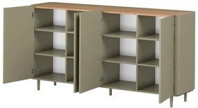 Elivo komód 200 cm fém lábakon - eukaliptusz / baltic dune tölgy