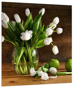 Fehér tulipánok a vázában képe (30x30 cm)