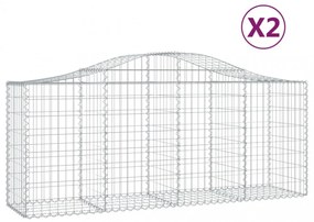 2 db íves horganyzott vas gabion kosár 200x50x80/100 cm