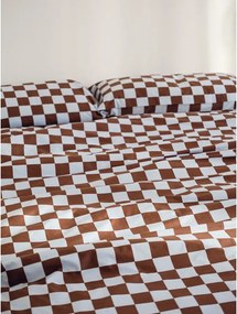 Világoskék-barna egyszemélyes pamut-szatén paplanhuzat 140x200 cm Plu – noo.ma