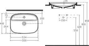 Isvea Isvea, INFINITY kerámia mosogató, 55x40cm, fehér, 10NF50055