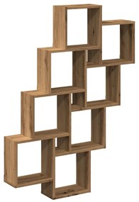 kézműves tölgy színű szerelt fa fali kocka polcok 90x15x119,5cm