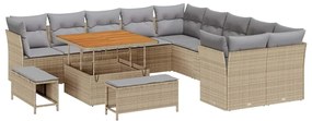 vidaXL Kerti Kanapé Szett 13 pcs Bézs polirattan