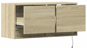 sonoma tölgy színű fali TV-szekrény LED-ekkel 80x31x35 cm