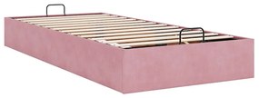 Ottomán ágykeret matrac nélkül rózsaszín 80x200 cm bársony