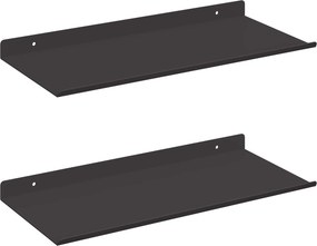 vidaXL Lebegő polc 2 pcs Fekete 40 x 17,5 x 2,5 cm Acél