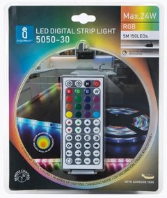 Aigostar - 5m RGB LED kültéri szalag, 24W, 12V, IP65, dimmelhető, távirányítóval