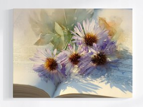 Vászonkép Canvas Virágok Margaréták Könyv Akvarell Vintage 100 x 75