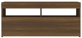 barna tölgyszínű TV-szekrény LED-világítással 90 x 35 x 40 cm