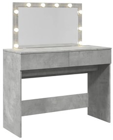 betonszürke fésülködőasztal LED-del 100 x 40 x 120 cm