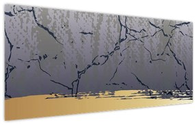 Kép - Kék és arany absztrakció N⁰1 (120x50 cm)