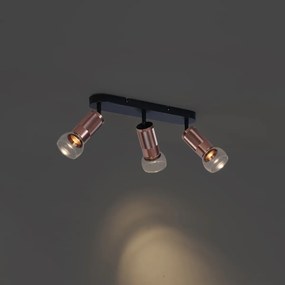 Lekerekített mennyezeti spotlámpa sötét bronz 3-lámpás állítható - Veerle