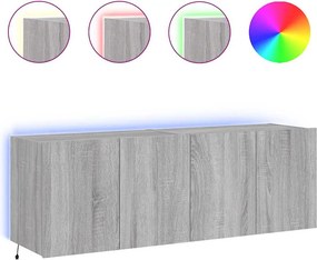 vidaXL 2 db szürke sonoma fali TV-szekrény LED-ekkel 60x35x41 cm