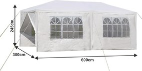 Kerti partisátor, fehér, 3x6 m, TEKNO TYP 2